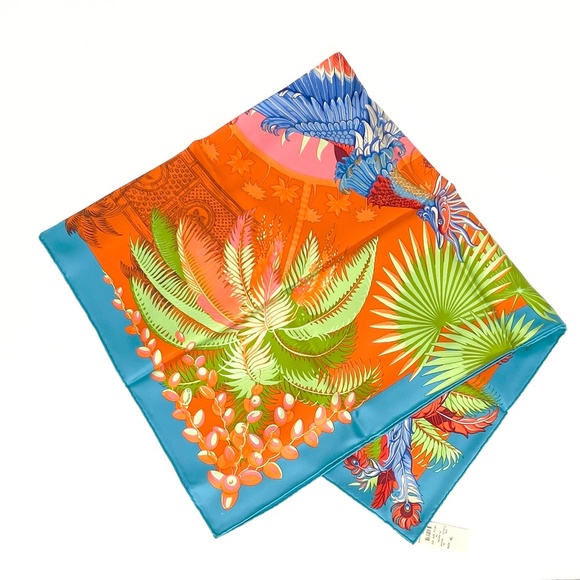 NWT Hermès Scarf "Mythiques Phoenix" Turquoise - Picture 6 of 10